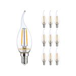 Fordelspakning 10x Noxion Lucent LED E14 Böjd topp Mignon filament klar 2.5W 250lm - 827 ekstra varm hvit | erstatter 25W