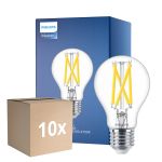 Fordelspakning 10x Philips Master LED E27 Pære Filament Klar 7.2W 1055lm - 922-927 Dim To Warm | Beste Fargegjengivelse - Dimbar - Erstatter 75W
