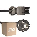 Fordelspakning 25x Noxion GST - Kompatibel Strømforsyningskabel Svart - Female + Schuko Europlug - 3m - 3 pole 0.75mm2