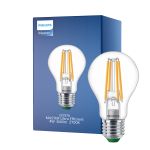 Philips Master Ultra Efficient LED E27 Pære Filament Klar 4W 840lm - 827 Ekstra Varm Hvit | Dimbar - Erstatter 60W