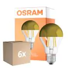 Fordelspakning 6x Osram Classic LED E27 Pære Filament Mirror Gull 4W 400lm - 827 Ekstra Varm Hvit | Erstatter 35W